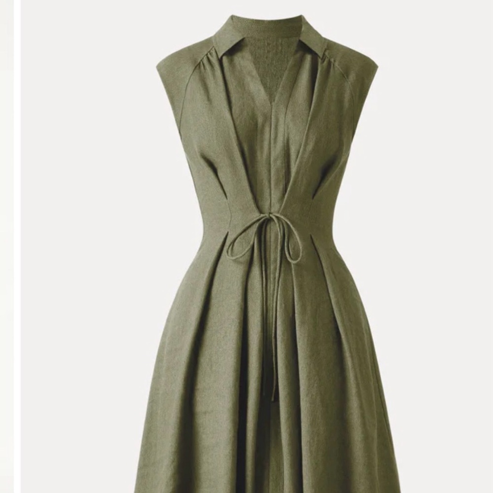 NWT OGL Olive Drawstring Waist Midi Dress